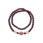 Buddha Stones 14K Gold Plated Natural Garnet Strawberry Quartz Stability Double Wrap Bracelet Bracelet BS 14