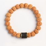 Buddha Stones Tibet Rudraksha Bodhi Seed Wealth Auspiciousness Bracelet Bracelet BS Ebony Inlaid Copper Bead