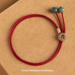 Buddha Stones 925 Sterling Silver Handmade Chinese Zodiac Natal Buddha Cyan Bodhi Seed Protection Braided Red String Bracelet Bracelet BS Horse-Mahasattva Bodhisattva(Wrist Circumference 14-18cm)