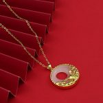 Buddha Stones White Jade Koi Fish Titanium Steel Prosperity Necklace Pendant Necklaces & Pendants BS 1