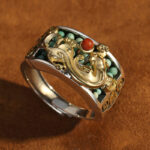 Buddha Stones 925 Sterling Silver Turquoise Red Agate PiXiu Abacus Protection Ring Ring BS 6