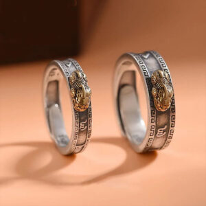 Buddha Stones PiXiu Om Mani Padme Hum Heart Sutra Luck Wealth Couple Ring Ring BS main