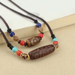 Buddha Stones Tibetan Nine-Eye Dzi Bead Three-eyed Dzi Bead Protection String Necklaces Pendant Necklaces & Pendants BS main