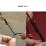 Buddha Stones Cinnabar Bead Fu Character Charm Blessing Braided String Bracelet Bracelet BS 4