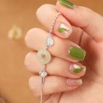 Buddha Stones 925 Sterling Silver Hetian Jade Peace Buckle Fu Character Luck Chain Bracelet Bracelet BS 3