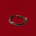 Buddha Stones 925 Sterling Silver Tibetan Zakiram Goddess of Wealth Luck Rope Bracelet Bracelet BS Green Beige Rope(Wrist Circumference 15-18cm)