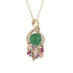 Buddha Stones Cyan Jade Success Necklace Chain Pendant Necklaces & Pendants BS 4
