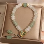 Buddha Stones Natural Tianshan Jade Abacus Beads Butterfly Prosperity Bracelet Bracelet BS 7