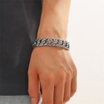 Buddha Stones Tibetan Om Mani Padme Hum Mantra Titanium Steel Peace Cuf Bangle Bracelet Bracelet Bangle BS 8