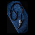 Buddha Stones 925 Sterling Silver Black Obsidian Wolf Tooth Pattern Strength Necklace Pendant Necklaces & Pendants BS 10