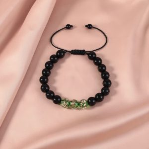 Buddha Stones Black Obsidian Luminous Glowstone Strength Bracelet Bracelet BS Green