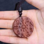 Buddha Stones Lightning Struck Jujube Wood Yin Yang Bagua Mountain Ghosts Spend Money Protection Necklace Pendant 10