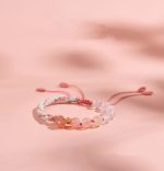 Buddha Stones Natural Gradient Agate Reincarnation Knot Peach Blossom Wealth Luck Handmade String Bracelet Bracelet BS Colorful Rope(Wrist Circumference 15-18cm)