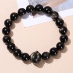 Buddha Stones Natural Gold Sheen Obsidian Silver Sheen Obsidian Cute Cat Paw Claw Wealth Bracelet Bracelet BS 2