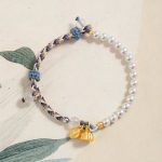 Buddha Stones 925 Sterling Silver Lotus Pearl Colorful Rope Chalcedony Prosperity Bracelet 1