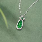 Buddha Stones 925 Sterling Silver Cyan Jade Pea Design Luck Healing Necklace Pendant Necklaces & Pendants BS 1