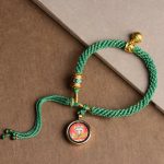 Buddha Stones Tibetan Five God Of Wealth Thangka Luck Prayer Wheel Bell Braid String Bracelet Bracelet BS Red Fox Fairy(Wrist Circumference 14-19cm)