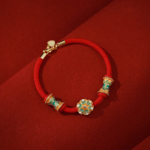 Buddha Stones Dunhuang 925 Sterling Silver Lotus Drum New Beginning Red Rope Bracelet Bracelet BS 14-17cm