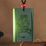 Buddha Stones Hetian Cyan Jade Dragon Engraved Success Necklace Pendant Necklaces & Pendants BS 6