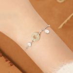 Buddha Stones 925 Sterling Silver Hetian Jade Peace Buckle Fu Character Luck Chain Bracelet Bracelet BS 5
