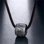 Buddha Stones Tibet Om Mani Padme Hum Protection Necklace Pendant Necklaces & Pendants BS Silver String