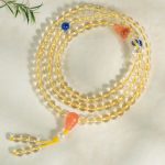 Buddha Stones 108 Mala Beads 925 Sterling Silver Natural Citrine Red Agate White Jade Prosperity Charm Bracelet Mala Bracelet BS 17
