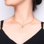 Buddha Stones Oval Turquoise Strength Titanium Steel Necklace Pendant Necklaces & Pendants BS 2