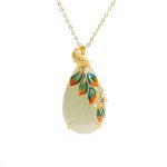 Buddha Stones White Jade Peacock Protection Necklace Chain Pendant Necklaces & Pendants BS 3