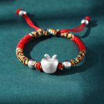 Buddha Stones 999 Sterling Silver Apple Red Multicolored Rope Luck Protection Handcrafted Kids Bracelet Bracelet BS 999 Sterling Silver Apple Colorful Rope(Bracelet Size 12+4cm)