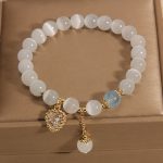 Buddha Stones Cat's Eye Crystal Heart Zircon Charm Peace Love Bracelet Bracelet BS 3