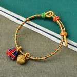 Buddha Stones Colorful Rope Luck Handmade Zongzi Golden Ball Charm Bracelet Bracelet BS Red Colorful Zongzi Golden Ball Adult(Wrist Circumference 16-19cm)