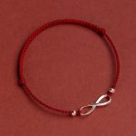 Buddhastoneshop 925 Sterling Silver Endless Knot Protection Luck Red String Bracelet Anklet