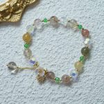 Buddha Stones Strawberry Quartz Rutilated Quartz Fluorite Flower Healing Bracelet Bracelet BS 18