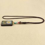 Buddha Stones Tibet God of Wealth Thangka Ebony Peace Necklace Pendant Necklaces & Pendants BS 6