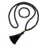 Buddha Stones 108 Mala Beads Frosted Stone Tiger Eye Balance Bracelet Necklace Pendant Bracelet Necklaces & Pendants BS 9