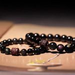 Buddha Stones Natural Gold Sheen Obsidian Rainbow Obsidian Om Mani Padme Hum Fu Character Healing Bracelet Bracelet BS 42