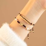 Buddha Stones Copper Coin Fortune Tree Luck Strength Braided Bracelet Bracelet BS 2Pcs(Copper Coin&Fortune Tree) Brown(Wrist Circumference 14-18cm)