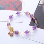 Buddha Stones Natural Amethyst White Crystal Positive Cherry Charm Bracelet Bracelet BS 3