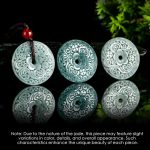 Buddha Stones Green Jade Flower Carved Peace Buckle Abundance Necklace Pendant Necklaces & Pendants BS 4