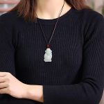 Buddha Stones Natural Jade Chinese God of Wealth Caishen Ingot Luck Necklace Pendant Necklaces & Pendants BS 7