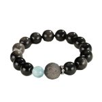 Buddha Stones Natural Silver Sheen Obsidian Cat Head Fox Planet Protection Bracelet Bracelet BS 10