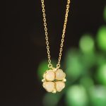 Buddha Stones 925 Sterling Silver Four Leaf Clover White Jade Red Agate Abundance Necklace Pendant Necklaces & Pendants BS White Jade(Protection♥Happiness)