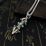 Buddha Stones Tibet Vajra Dorje Pattern Copper Luck Wealth Metal Necklace Pendant Necklaces & Pendants BS 3