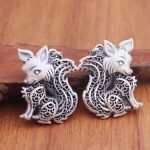 Buddha Stones Tibet 999 Sterling Silver Fox Pattern Two-sided Blessing Necklace Necklaces & Pendants BS 4