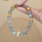 Buddha Stones Natural Labradorite Moonstone Healing Change Bracelet Bracelet BS Labradorite&Moonstone(Wrist Circumference: 14-15cm)