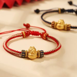 Buddha Stones 925 Sterling Silver Baby Dragon Luck Strength Handmade Braided Bracelet Bracelet BS main