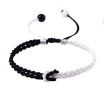 Buddha Stones Handmade Black White Rope Braided Healing Bracelet Bracelet BS 5