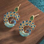 Buddha Stones Natural White Peacock Green Agate Fortune Earrings Earrings BS 1