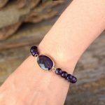 Buddha Stones Natural Amethyst Crystal Balance Marquise Pattern Bracelet Bracelet BS 3