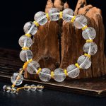 Buddha Stones Tibet White Crystal Half Demon Half Buddha Heart Sutra Lotus Healing Bracelet Bracelet BS 16mm(Wrist Circumference 14-16cm) Lotus&Heart Sutra